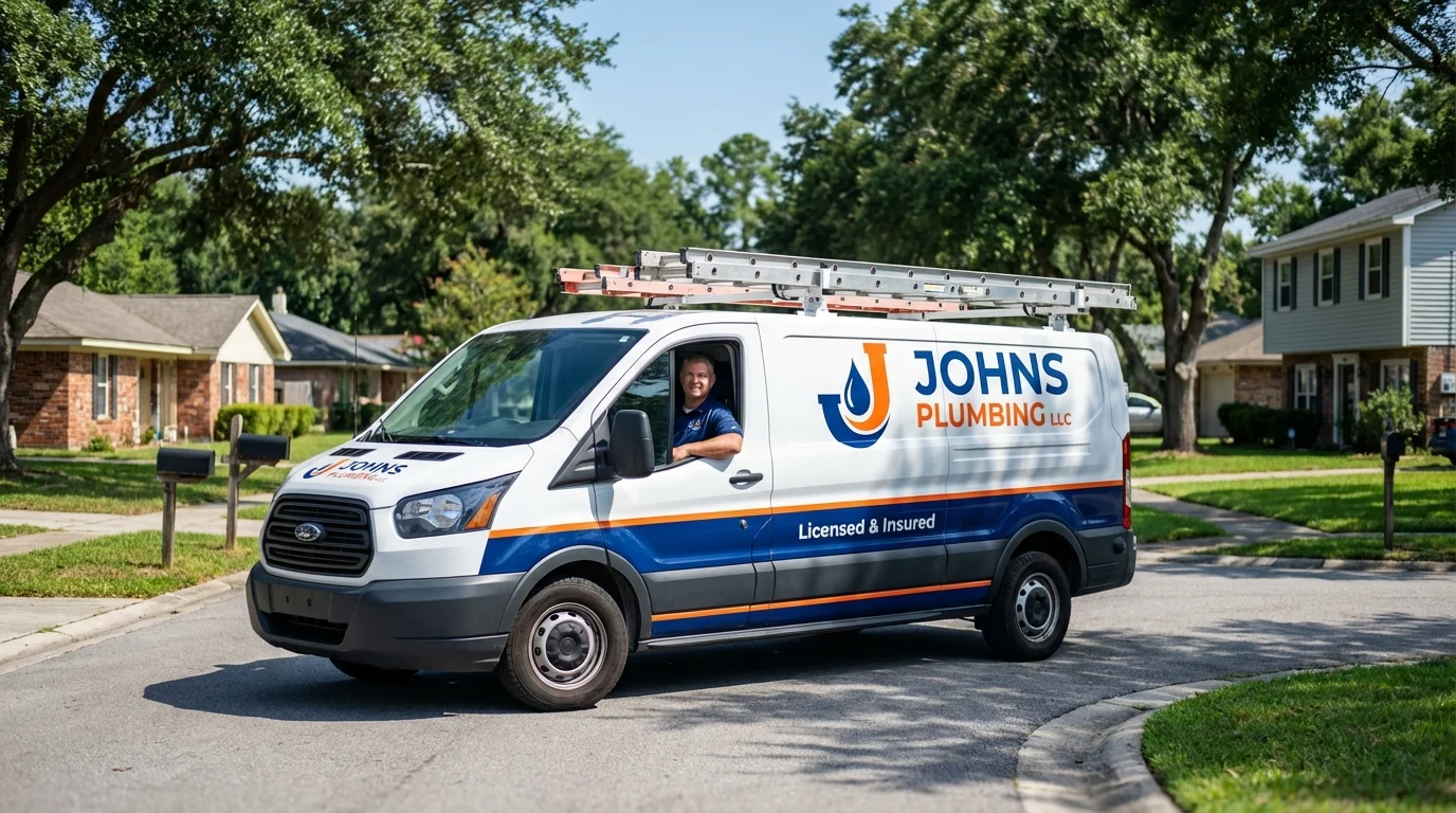 Johns Plumbing LLC service van in Gleason, TN
