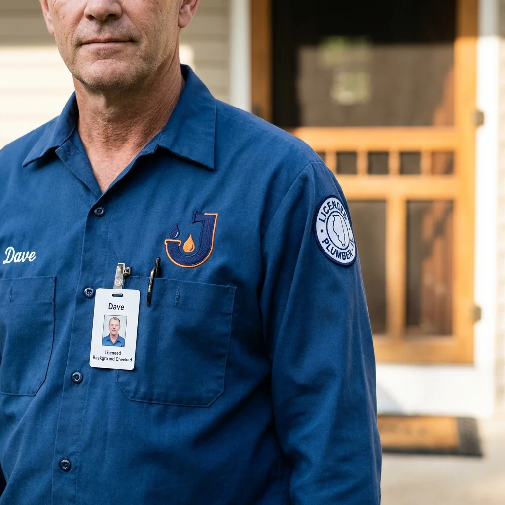 Licensed plumber showing ID badge in Gleason, TN