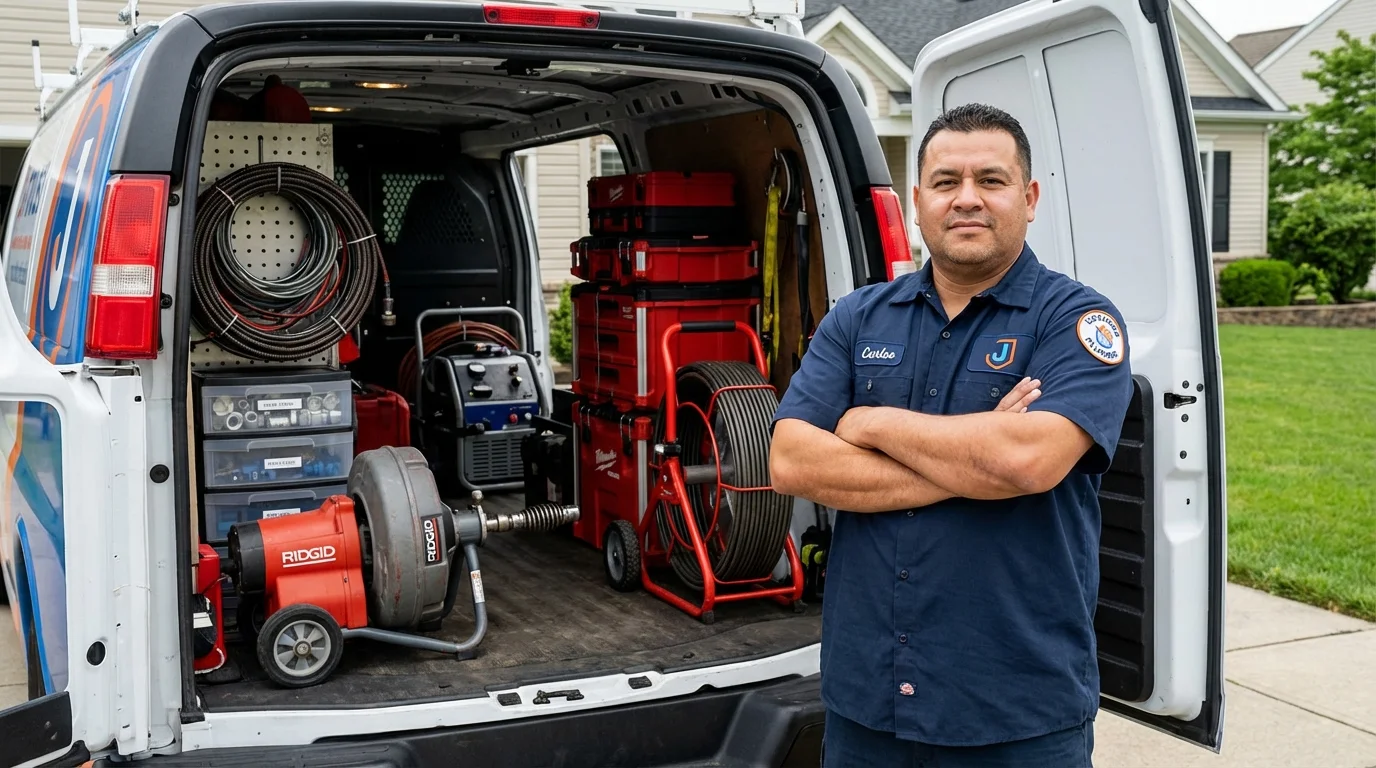 Professional drain cleaning equipment and Johns Plumbing LLC plumber in Gleason