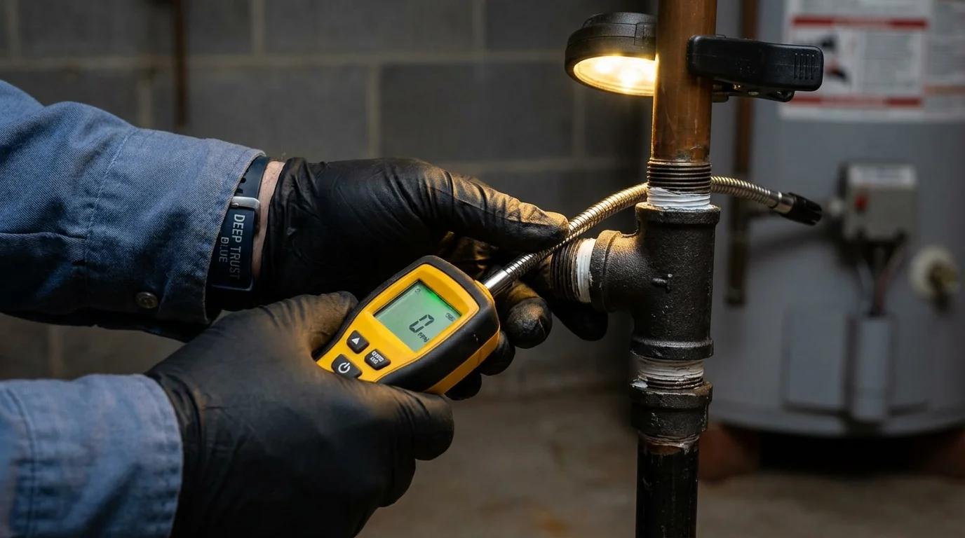 Gas leak detection with electronic sniffer by Johns Plumbing LLC in Gleason