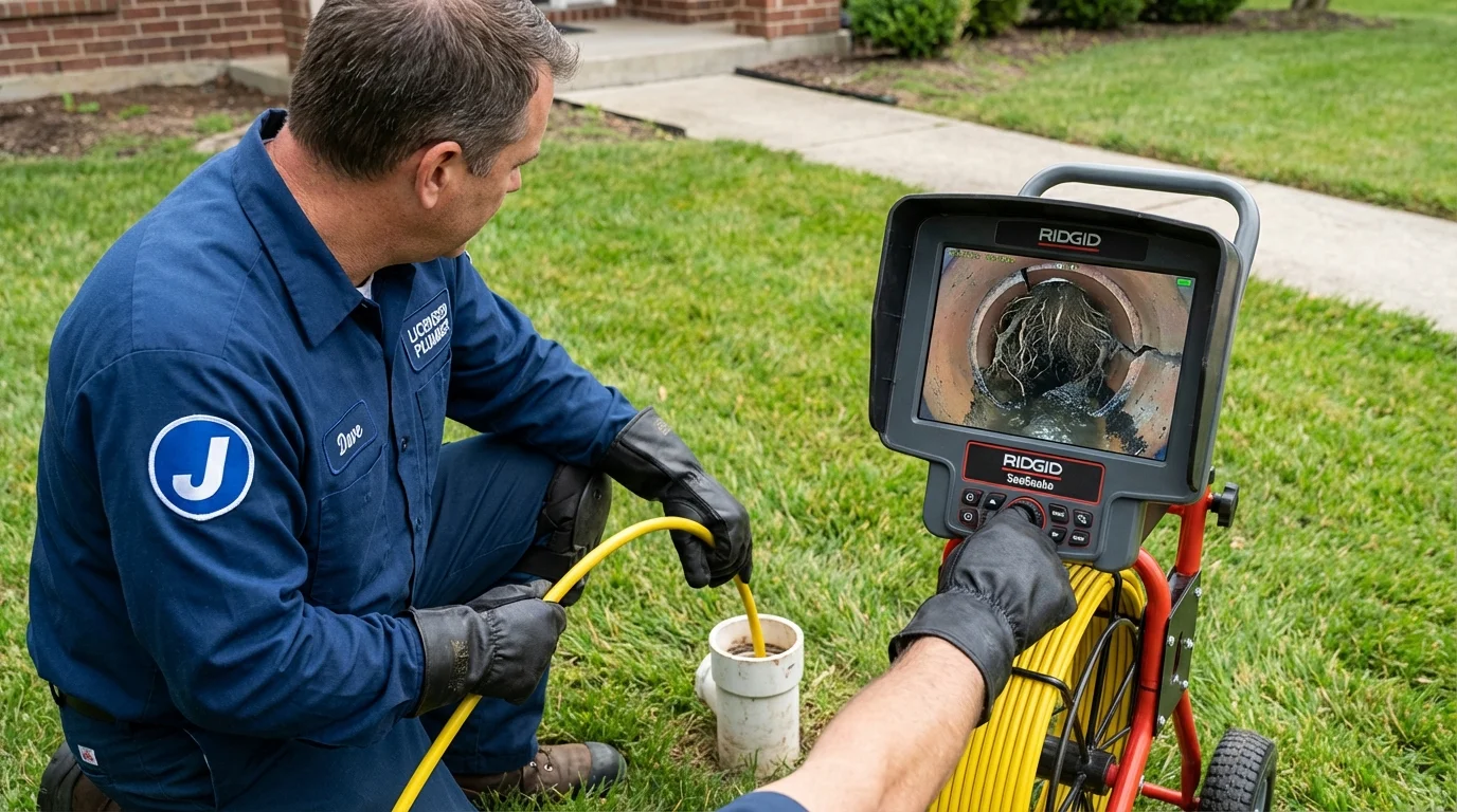 Sewer camera inspection being performed by Johns Plumbing LLC in Gleason