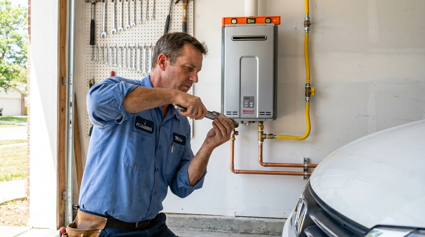 Tankless water heater installation by a Johns Plumbing LLC plumber in Gleason